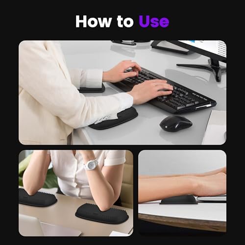 MEKASS Elbow Pad for Desk, Large Size Memory Foam Elbow Rest Padding with Non-Slip, Ergonomic Desk Edge Cushion, Armrest Pad Wrist Rest Comfort Support for Office Home (1 Pcs Black)