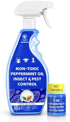 All Natural Bug Spray for Home - Non-Toxic Peppermint Oil Insect and Pest Control Kit - 16 oz + 1 oz value - Ready-to-Use Bug Spray - Indoor and Outdoor Protection- Ant Spray - Spider Repellent Indoor