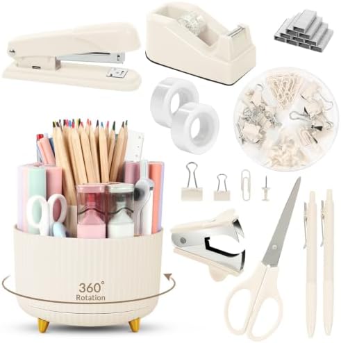 SKYDUE Desk Organizer Set with 360° Rotating Pen Holder
