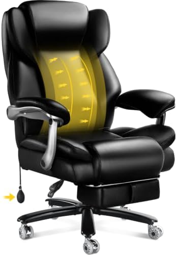 500lbs Reclining Big and Tall Office Chair for Heavy People with Foot Rest