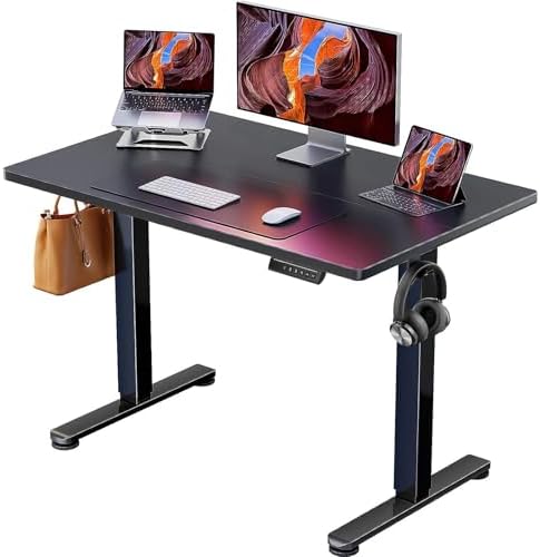ErGear Height Adjustable Electric Standing Desk, 40 x 24 Inches Sit Stand up Desk, Memory Computer Home Office Desk, Black