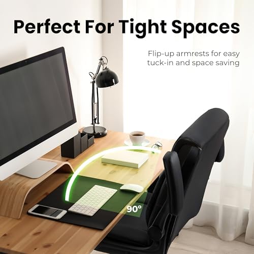 NEO CHAIR PU Leather Office Desk Chair with Adjustable Arms, All Black