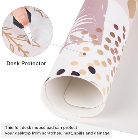 QiyI PU Leather Large Mouse Pad, Office Decor, 31.5" x 15.7", Boho Botany