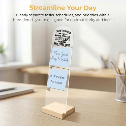 Sticky Note Holder, Monitor Memo Board, Message Board, Acrylic Desk Organizer with Wooden Base with 100Pcs Notes for Office Worker Men Women, Home Desktop and Office Desk I Ignored You Just Fine