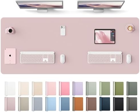 YSAGi Leather Desk Protector, Office Mat, Large Mouse Mat, Non-Slip PU Leather Blotter, Laptop Desk Mat, Waterproof Writing Pad for Office and Home(Grayish Lavender, 63" x 24")