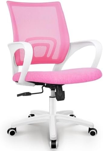 NEO CHAIR Office Computer Chair Ergonomic Mid-Back Mesh Desk Chair, Pink