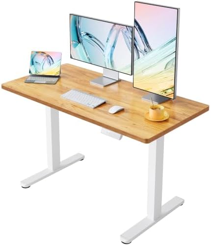 HUANUO 40x24 Inch Electric Standing Desk, Adjustable, Light Vintage Brown