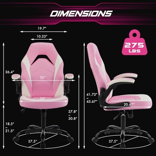 Sweetcrispy Computer Desk Chair, Lumbar Support Video Game Chair PU Leather
