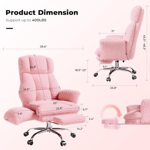 Big and Tall Office Chair, Flip Armrests for Pets & Cross Legged Sitting