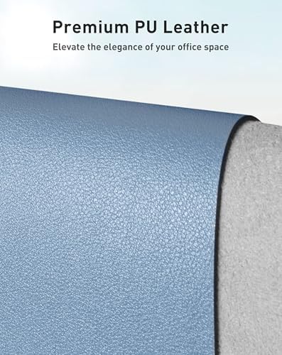 Aothia Faux Leather Desk Mat - Large Mouse Pad, Non-Slip PU Leather Blotter, Waterproof Writing Surface for Office and Home (Denim Blue, 40" x 24")