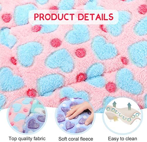 Jetec 3 Pcs Guinea Pig Beds, Fleece Small Animal Mats, Heart, Purple | 10 x 11 in Soft Double Sided Fleece Pad for Rabbit, Hamster, Chinchilla, Rat, Warm Hideout, Cozy Small Animal Cage Bed