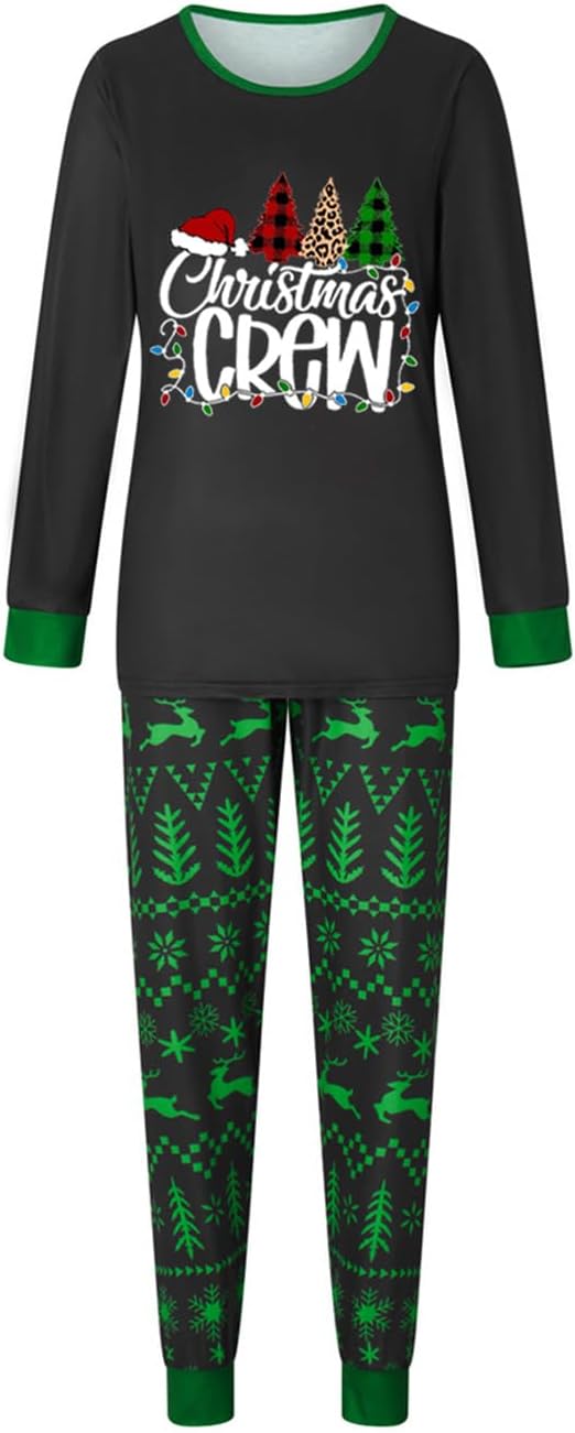 Christmas Family Pajamas Set Matching Holiday Plaid Sleepwear Set Reindeer/Tree Print Loungewear for Xmas Eve