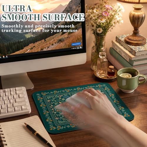 iCasso Aesthetic Small Mouse Pad, 9.5x7.9in,Home Office,Deep Green