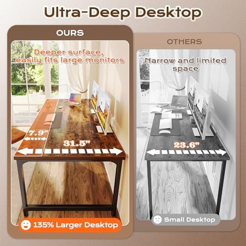 Huuger 71 x 31.5 inch Desk with Power Outlets & 0.95 Inch Thicker Desktop