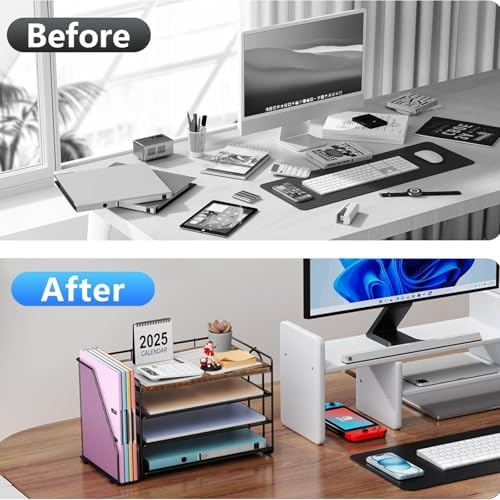 gianotter 4-Tier Wood Paper Organizer With Magazine Holder