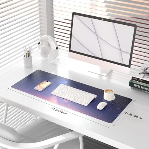 QiyI PU Leather Large Mouse Pad, Office Decor, 31.5" x 11.8", Starry Sky