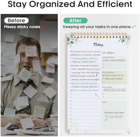 Taja To Do List Notepad, Undated Daily Planner for Work and Goal Setting