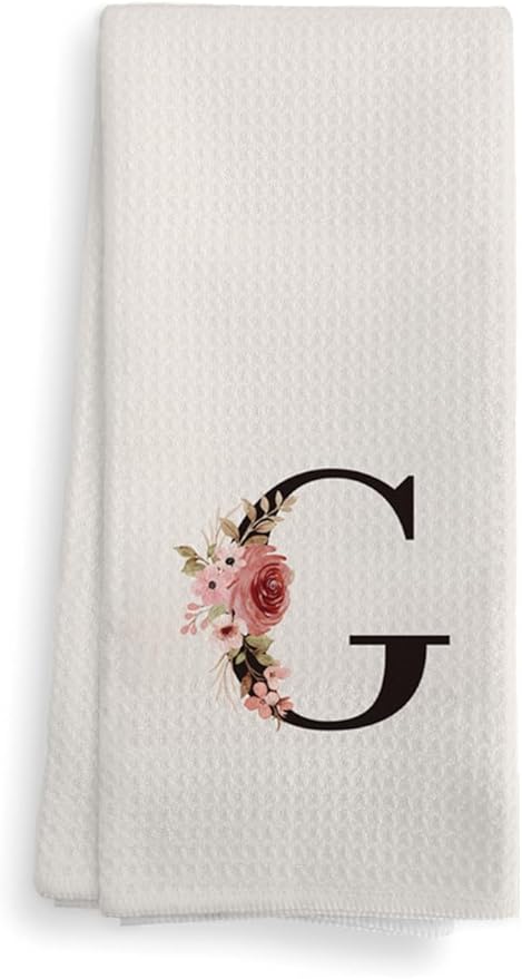 Kitchen Towel, Mode Monogram Letter G Kitchen Towel Dish Towel for Kitchen Dinning Bathroom, Waffle Kitchen Towel, Kitchen Towel and Dishcloths Sets 16×24 Inches, DS110