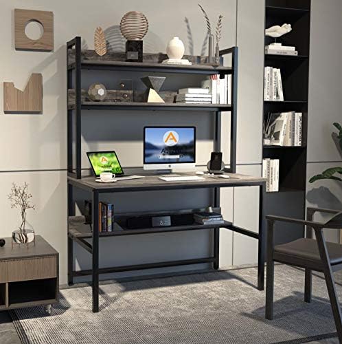 Aquzee Desk with Hutch, Computer Desk with Shelves, 47 Inch