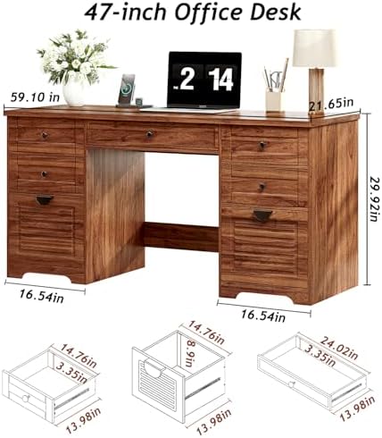 Ieejdn 59" Home Office Desks, Executive Desk,DK-302HT03
