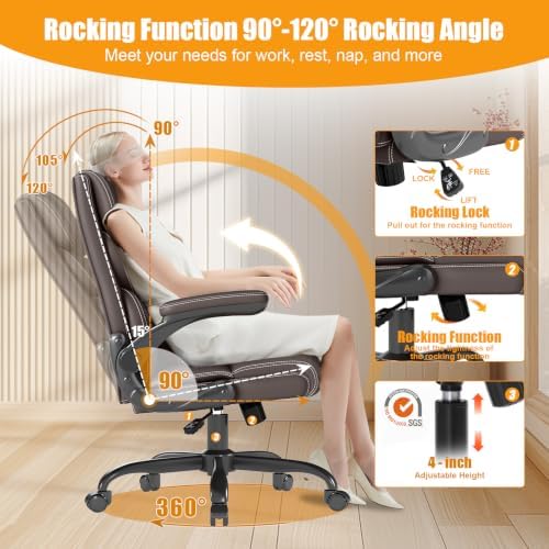 Executive Office Chair with Flip-up Armrests,Ergonomic Computer Desk Chairs