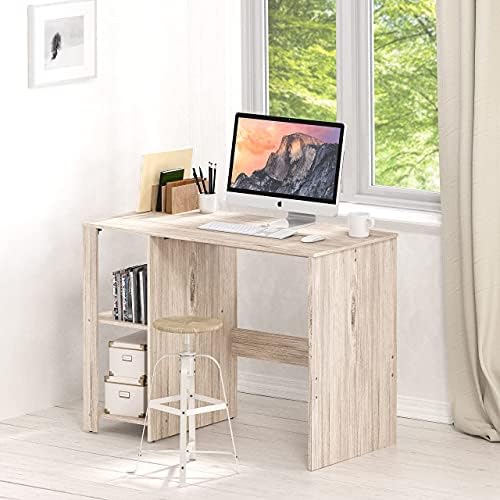 SHW 38-Inch Home Office Computer Desk with Shelves, Maple