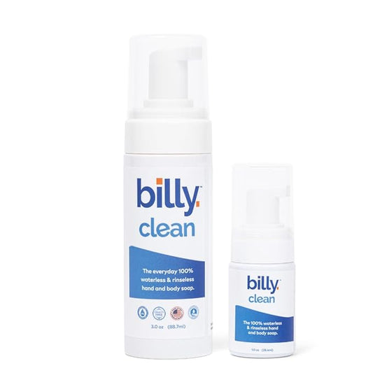 Billy Clean Mix 100% Natural No Rinse Waterless Soap, Hand and Body, Travel Size Foaming Hand Sanitizer Alcohol Free, Elderly and Kids