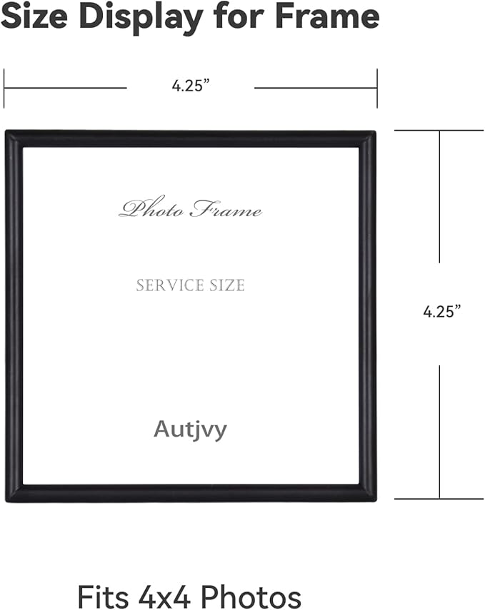 4x4 Picture Frame Matte Black Modern Simple Thin Aluminum Metal Photo Frame with HD Real Glass, Display for Tabletop and Wall Collage. (2 Pack)