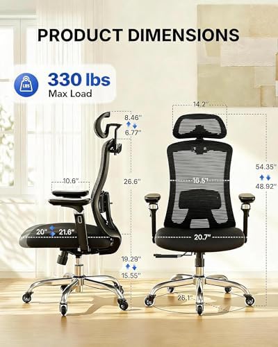 HUANUO Ergonomic Office Chair with 6D Armrest and Lumbar Support