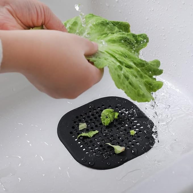 2 Pack Drain Hair Catcher Silicone Drain Cover Sink Drain Strainer Hair Stopper for Shower Kitchen Bathroom Tub Pure White
