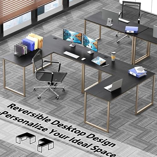 SHW Mission 55 x 60 L-Shape Home Office Computer Desk, Espresso