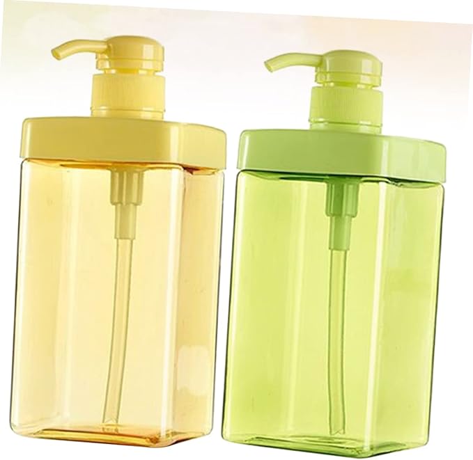 Mikinona 2pcs Eco-Friendly Lotion Bottles Reusable Pump Dispenser for Shampoo Conditioner Toiletries Random Color