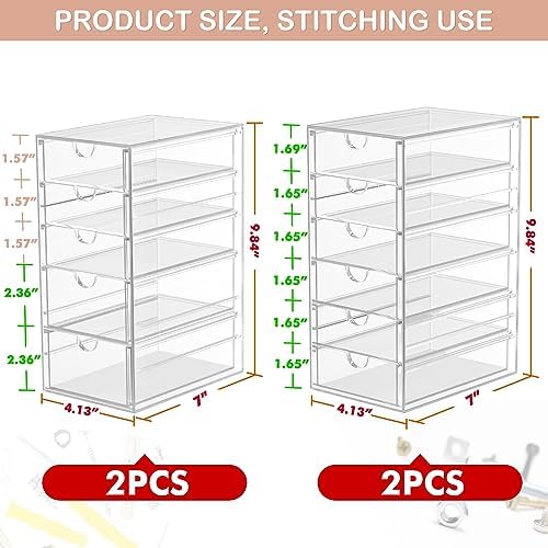 caktraie 4-Pack 22-Drawer Acrylic Storage & Makeup Organizer for Desk