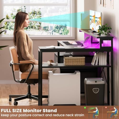 Aheaplus L Shaped Desk with File Drawer, Reversible L Shaped Gaming Desk