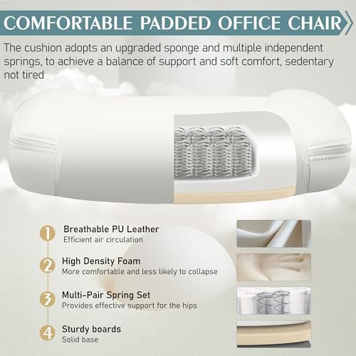 Leather Office Chair, PU Home Computer Desk Chairs with Ergonomic Back Support, 360°Swivel Free，Small Gaming Chair with Wheels and Adjustable Armrests, for Short People Use