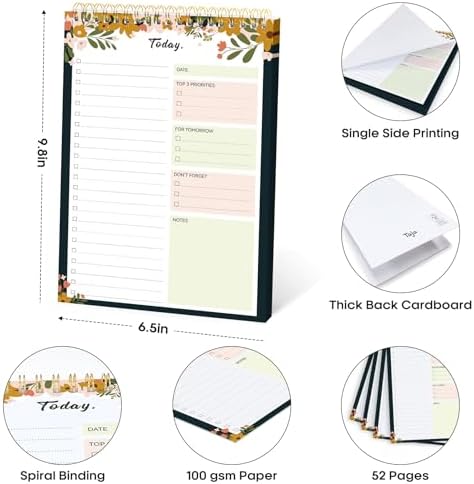 Taja To Do List Notepad, Undated Daily Planner for Work and Goal Setting