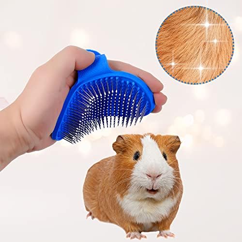 Patelai 4 Pieces Bunny Grooming Kit Rabbit Nail Clipper Rabbit Brush Hair Remover Shampoo Brush with Adjustable Ring Handle for Rabbits Guinea Pig Hamsters Puppy Kitten Hamster Ferret(Blue)