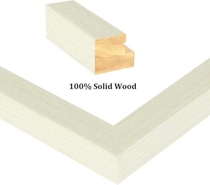 Egofine 8x12 Picture Frames Set of 4, Made of Solid Wood Covered by Plexiglass 5x7 and 6x8 with Mat or 8x12 without Mat, for Table Top Display and Wall Mounting Photo Frame Beige