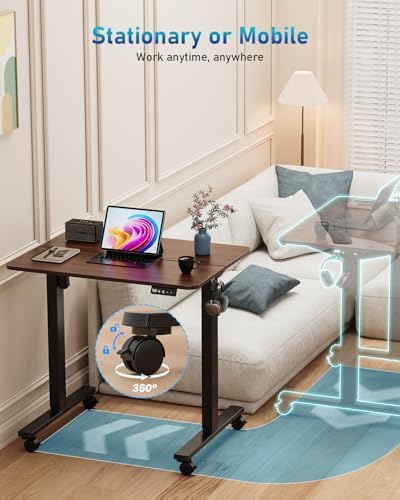 32" Small Rolling Electric Standing Desk Adjustable Height for Home Office