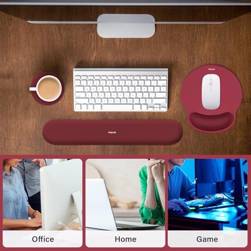 MOSISO Wrist Rest Support for Mouse Pad&Keyboard Set, Wine Red