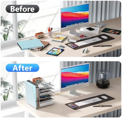gianotter 6-Tier Paper Organizer With Magazine Holder, Desk Organizers and Accessories, Desk Accessories & Workspace Organizers, File Organizer for Office Supplies Storag (White, 6-Tier)