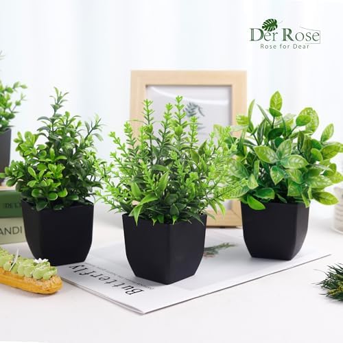 Der Rose 4 Pack Black Bathroom Decor Small Fake Plants, Halloween Decor