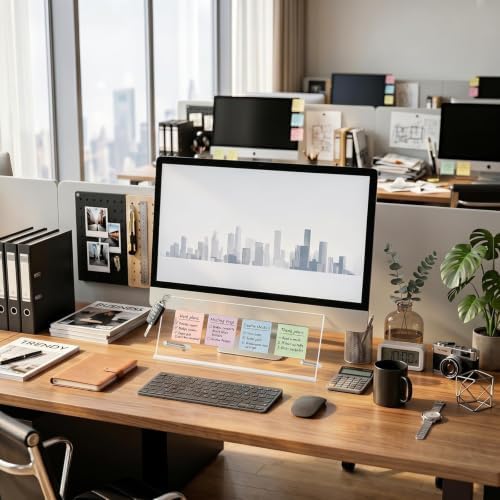 Monitor Memo Board Holder 16.5"x6.1", office organization memo holders for Computer sticky note holder, Space-Saving, Movable & Reusable, Screen saver for Office & Home Desktop Decor Extra Large