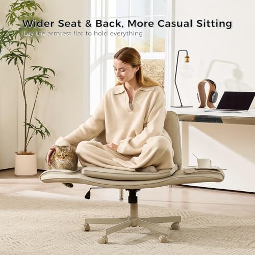 amseatec Criss Cross Office Chair, Swivel Makeup Vanity Chair with Wheels