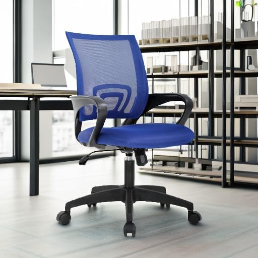 BestOffice Ergonomic Office Chair | Mid-Back Swivel Desk Chair | Blue