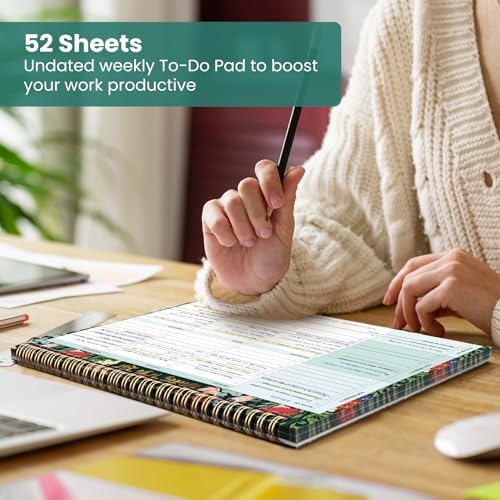Weekly To Do List Notepad with 52 Undated Sheets（8.5"×11"）- Undated Weekly Planner Notepad for Office Desk Accessories and Supplies - Sage Blossom