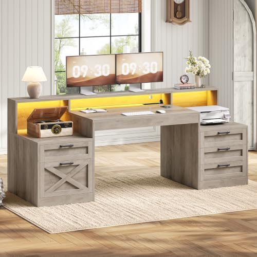 SEDETA 63" Executive Office Desk with 5 Drawers, Grey