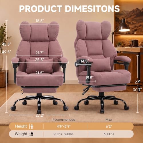 GTPLAYER Big&Tall Ergonomic Gaming Chair, Wide Spring Seat, Linkage Armrest,DPPK