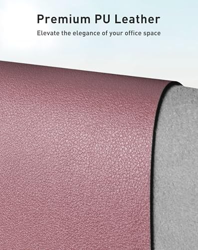 Aothia Faux Leather Desk Mat - Large Mouse Pad, Non-Slip PU Leather Blotter, Waterproof Writing Surface for Office and Home (Dark Pink, 63" x 17")