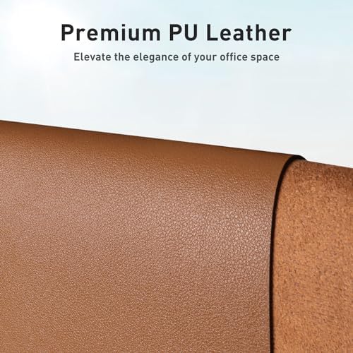 Aothia Leather Desk Pad Protector, Mouse Pad, Office Desk Mat, Non-Slip PU Leather Desk Blotter, Laptop Desk Pad, Waterproof Desk Writing Pad for Office and Home (Brown,23.6" x 13.7")